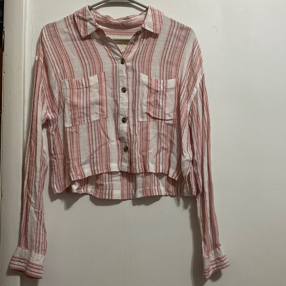 Cropped Longsleeve Button Up Shirt